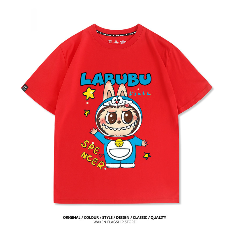 LabubuX哆啦A夢 印花T恤-GOODTOYSTUDIO