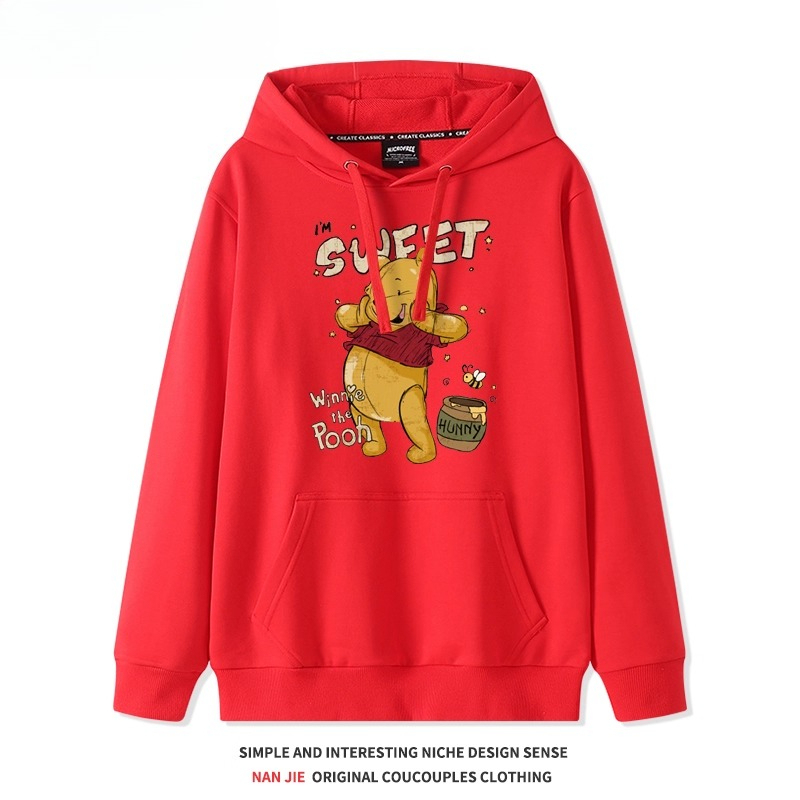 美式復古小熊維尼 聯名衛衣2025秋冬新款 親子情侶裝連帽衛衣