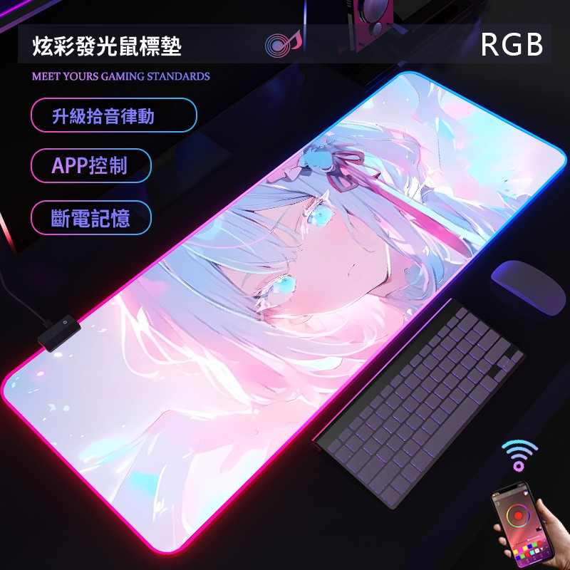 動漫RGB發光 主題桌墊 布質滑鼠墊 【支持客製化，聯係客服】