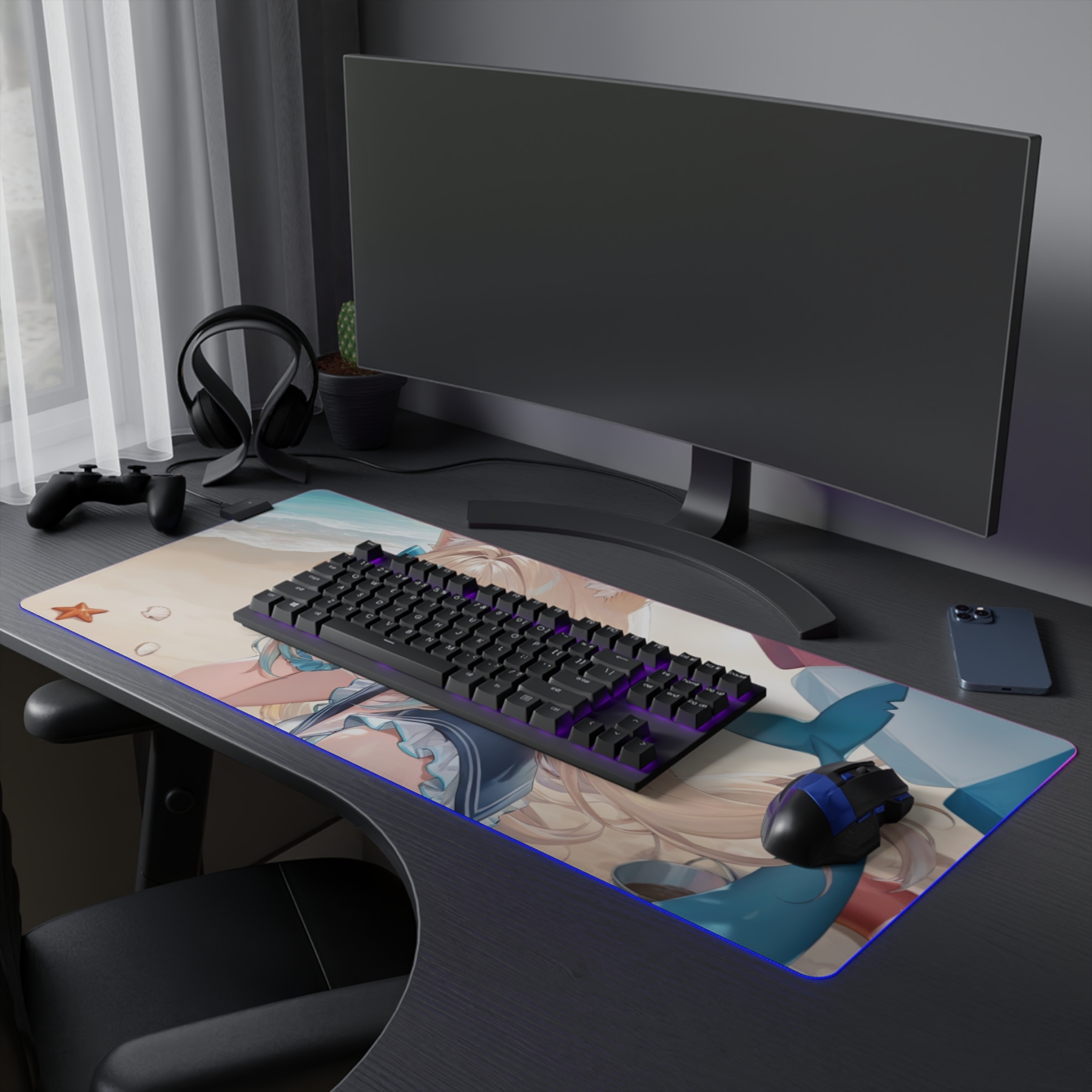 SamekoSaba 主題桌墊 LED遊戲滑鼠墊