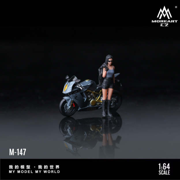 MoreArt1:64  KTM1190灰色靚女摩托人偶仿真樹脂模型-GOODTOYSTUDIO
