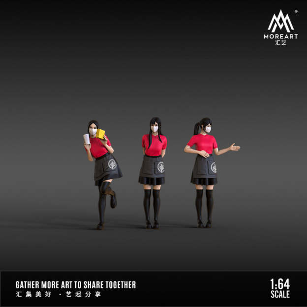 MoreArt1:64 肯德基 麥當勞餐廳燈光版停車場景模型人偶套裝-GOODTOYSTUDIO