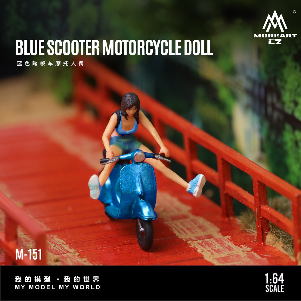 MoreArt1:64  雙色踏板車摩托人偶仿真樹脂模型-GOODTOYSTUDIO