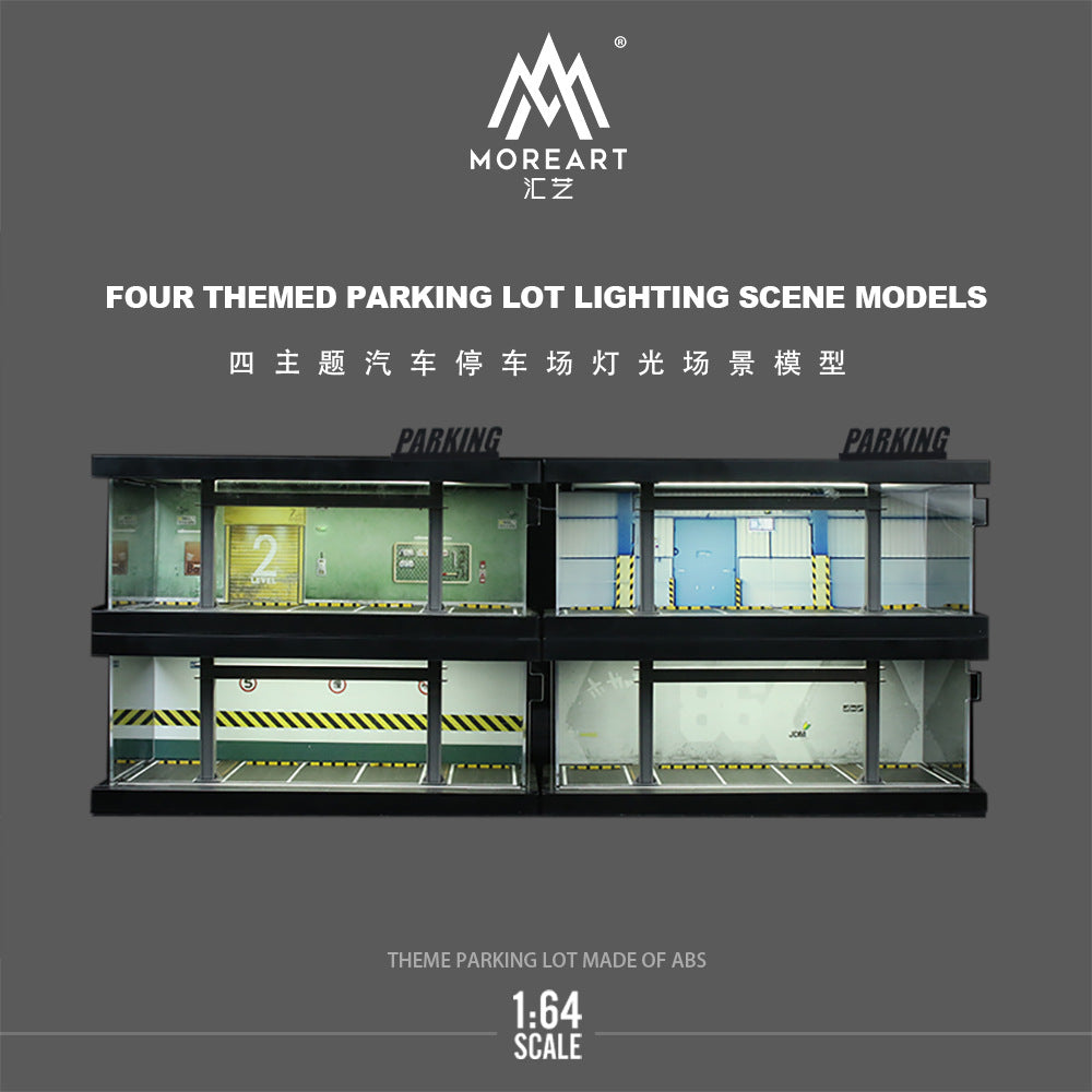 匯藝MoreArt1:64 四主題汽車停車場燈光版拼裝場景仿真模型-GOODTOYSTUDIO