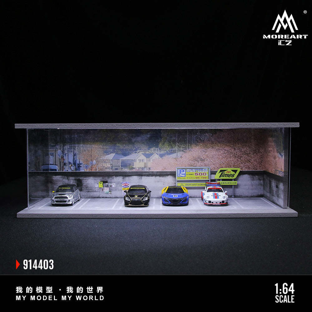 MoreArt1:64美式加油站 倉庫 櫻花停車場燈光版場景模型-GOODTOYSTUDIO