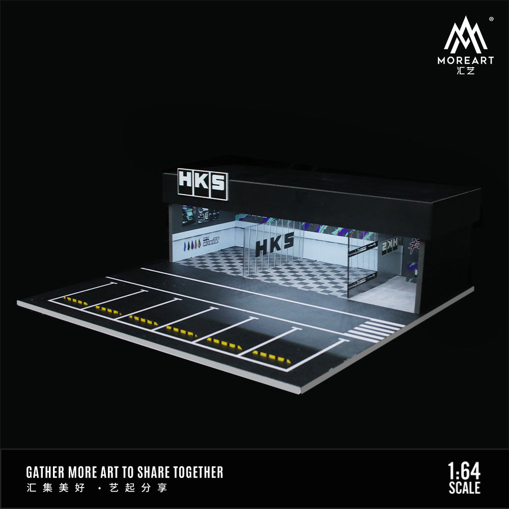 1:64 改裝店拼裝燈光版場景模型車模展示臺收藏-GOODTOYSTUDIO