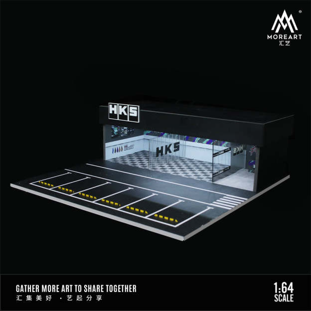 1:64 改裝店拼裝燈光版場景模型車模展示臺收藏-GOODTOYSTUDIO