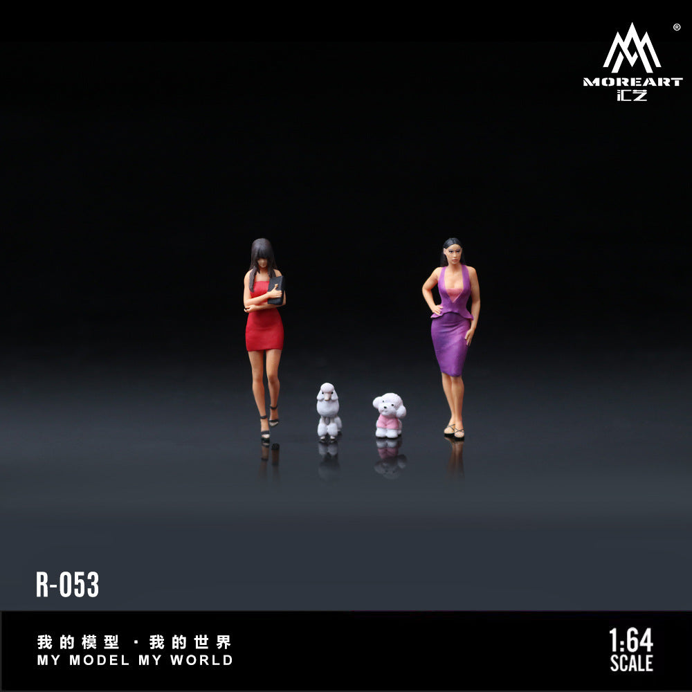 MoreArt1:64  遛狗女郎人偶套裝仿真樹脂模型-GOODTOYSTUDIO