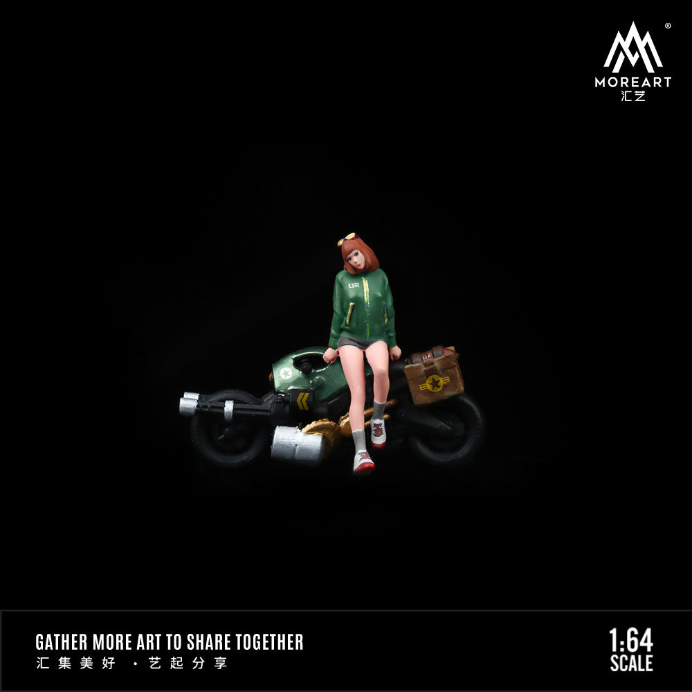 MoreArt1:64 戰機靚女摩托車人偶套裝樹脂模型-GOODTOYSTUDIO