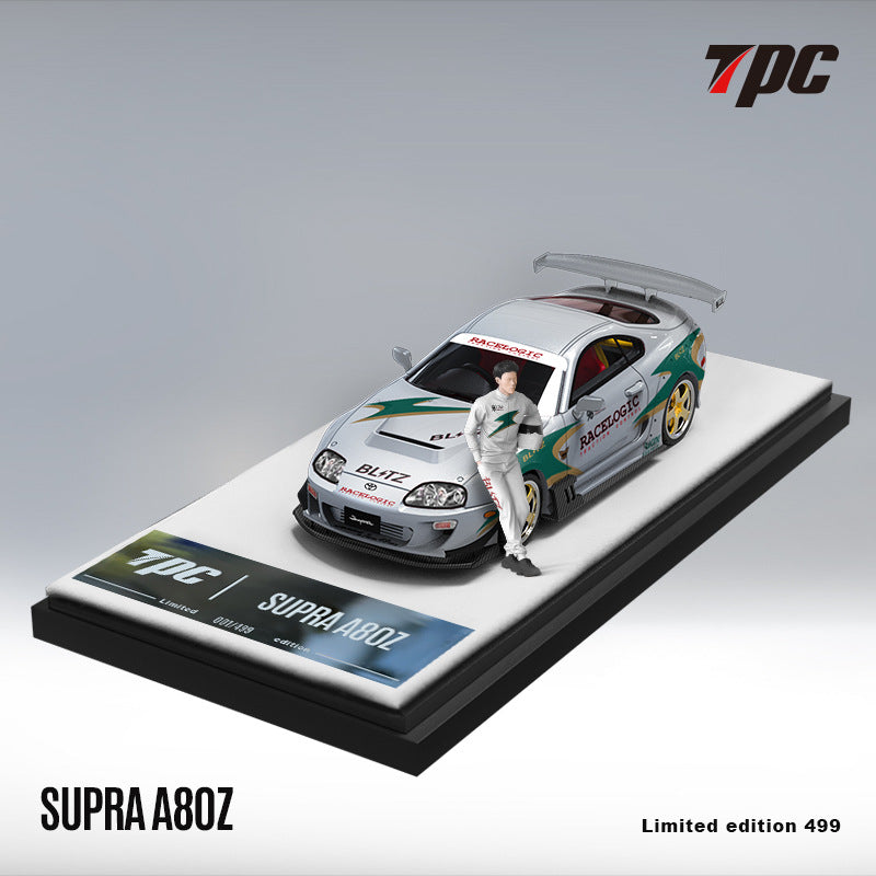 TPC 1:64 豐田 Supra A80Z 銀綠色  仿真合金汽車模型-GOODTOYSTUDIO