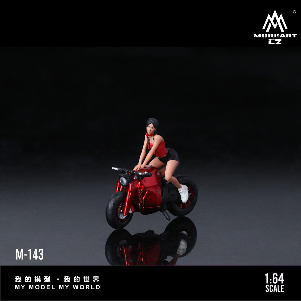 MoreArt1:64  短尾透明紅摩托女郎仿真樹脂模型-GOODTOYSTUDIO