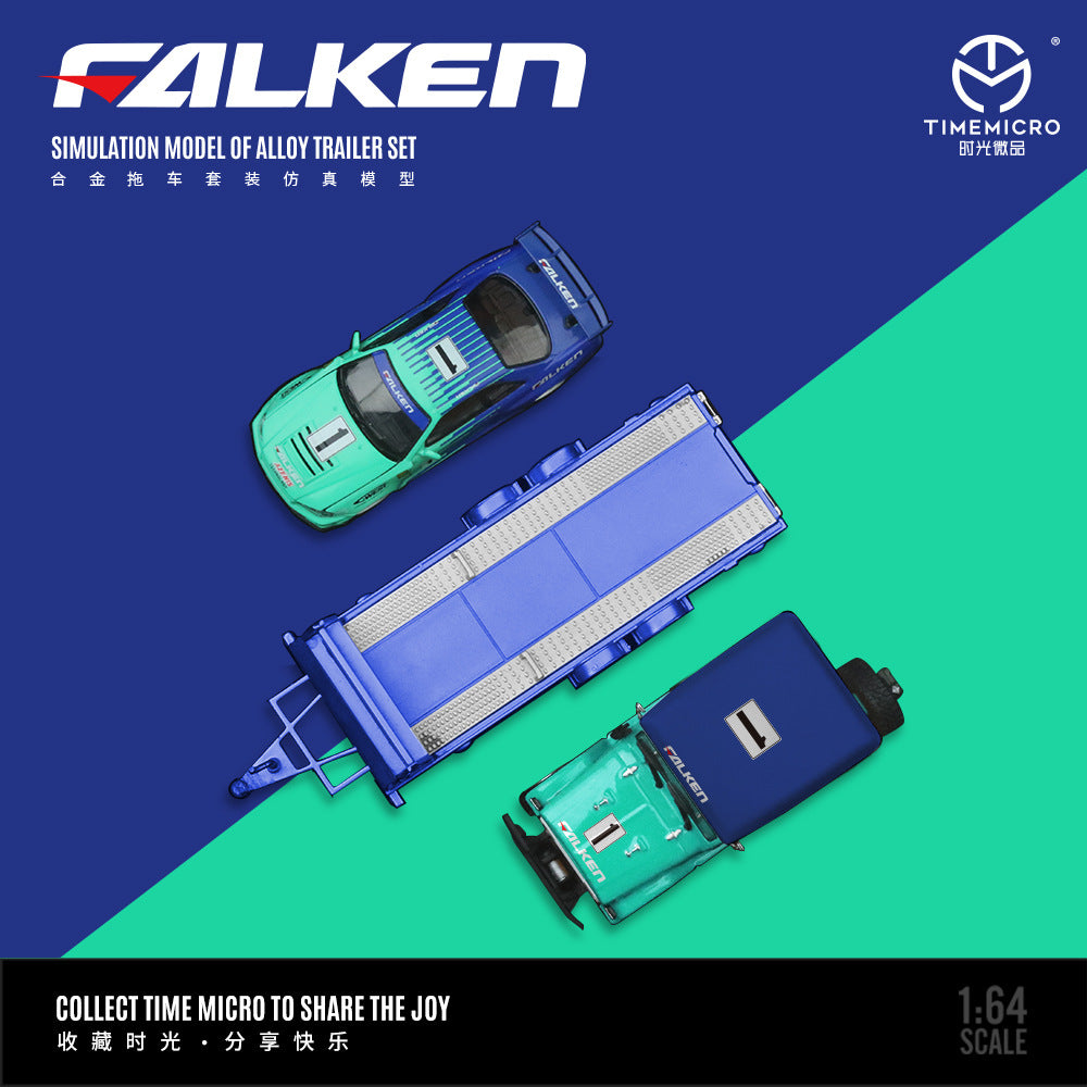 時光TimeMicro1:64 尼桑GTR34 FJ40拖車套裝飛勁仿真合金汽車模型-GOODTOYSTUDIO