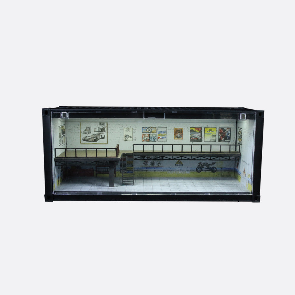 匯藝MoreArt 集裝箱維修店場景仿真模型 帶燈光 停車場-GOODTOYSTUDIO