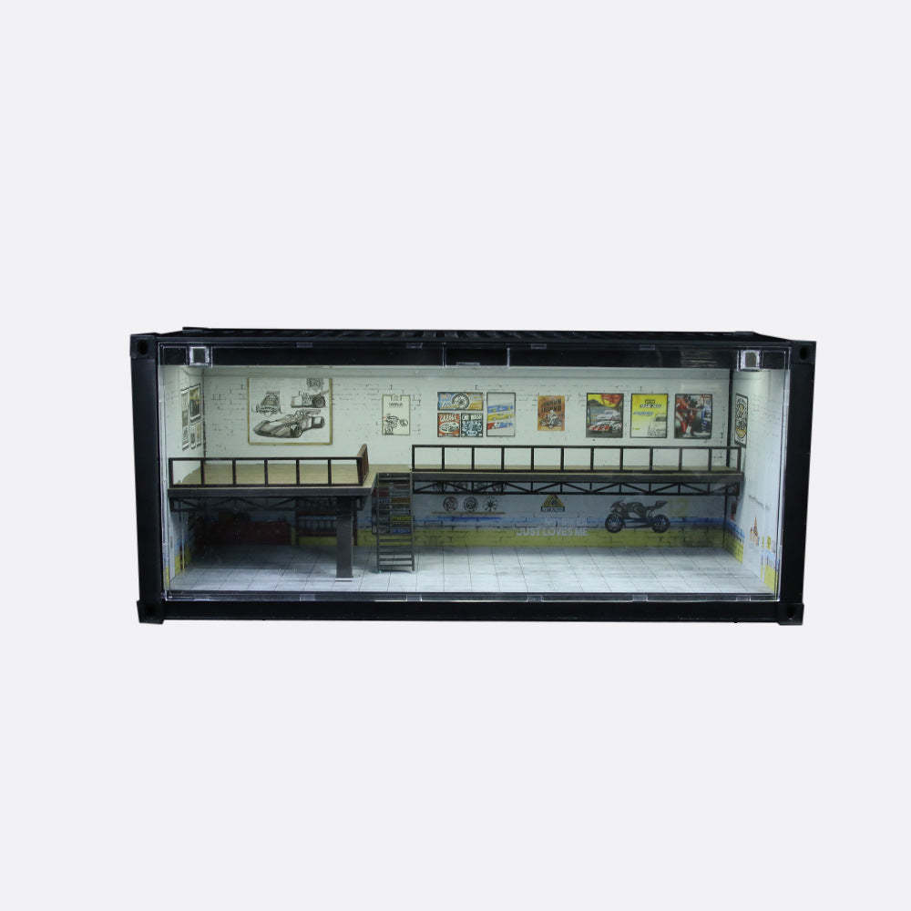 匯藝MoreArt 集裝箱維修店場景仿真模型 帶燈光 停車場-GOODTOYSTUDIO
