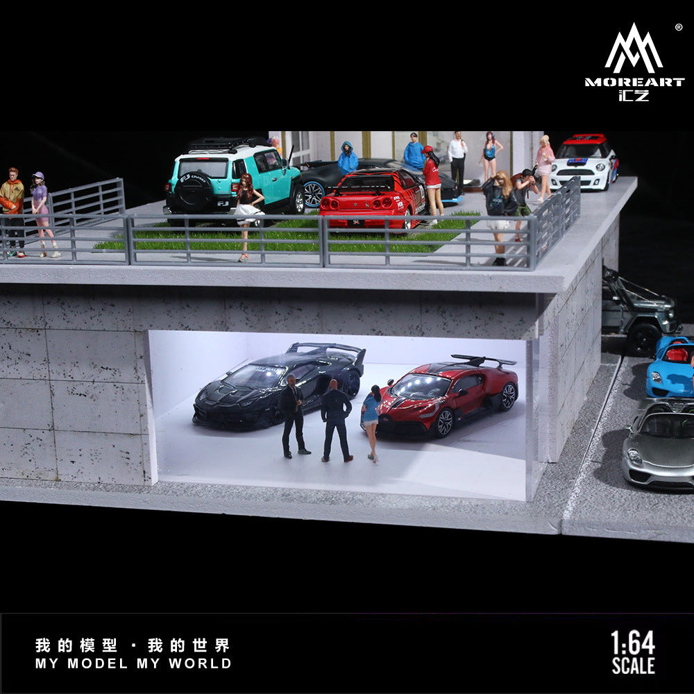 匯藝MoreArt1:64 陽光房燈光版場景仿真模型 停車位擺件-GOODTOYSTUDIO