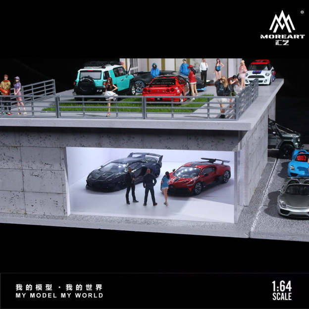 匯藝MoreArt1:64 陽光房燈光版場景仿真模型 停車位擺件-GOODTOYSTUDIO