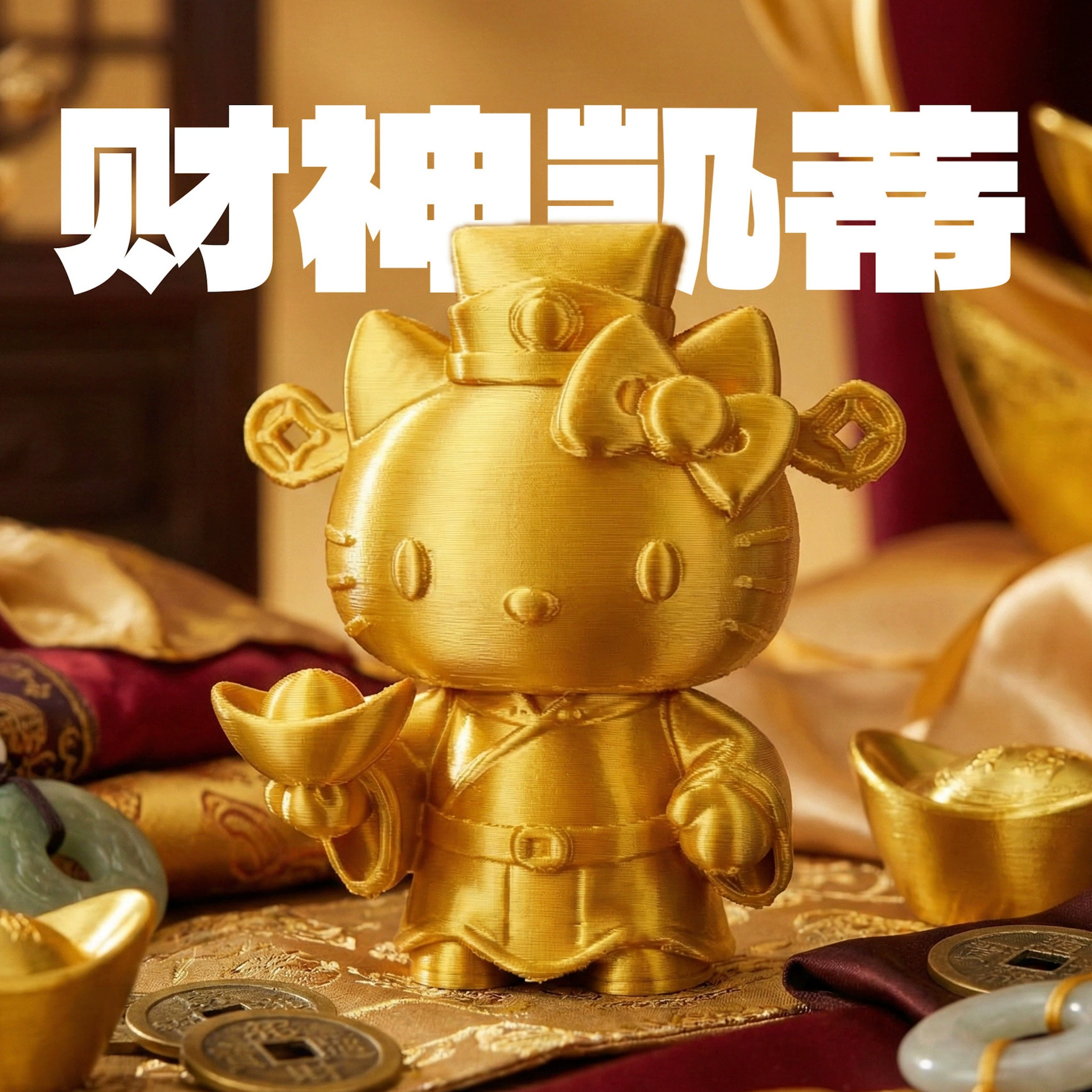 潮玩招財系列擺件 新年創意裝飾品3D打印禮物