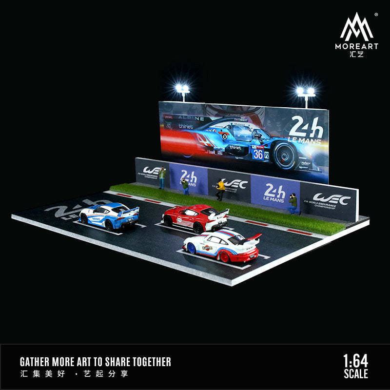 匯藝MoreArt1:64 勒芒帶燈光賽車拼裝場景系列模型-GOODTOYSTUDIO