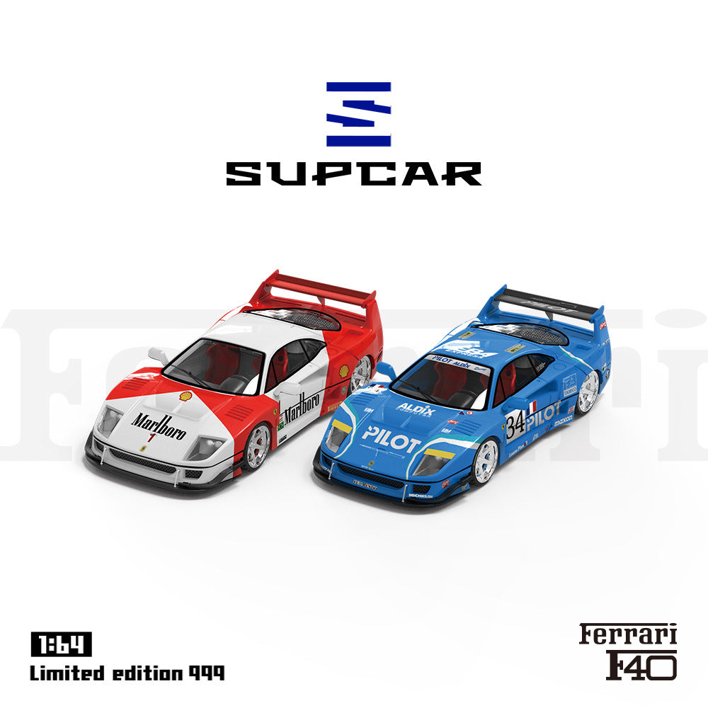 SUPCAR 1:64  F40 萬寶路&藍色賽車塗裝 仿真合金車模型