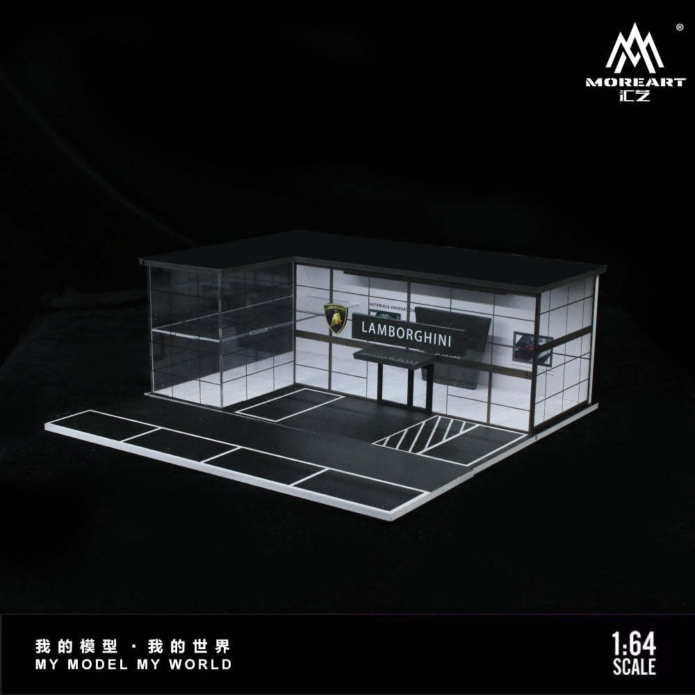 MoreArt1:64  雙層拼裝展廳蘭博 燈光場景模型-GOODTOYSTUDIO