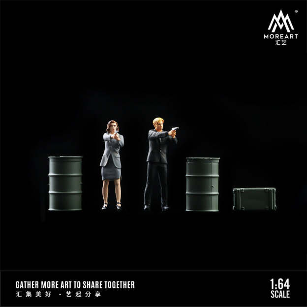 MoreArt1:64 冷酷雙人特工人偶套裝樹脂模型微縮小人擺件-GOODTOYSTUDIO