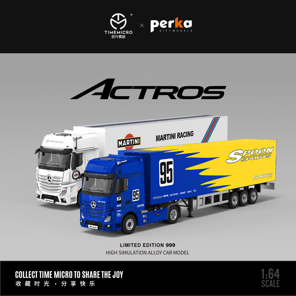 TM&Perka聯名款1:64 奔馳Actros貨櫃車 仿真合金汽車模型