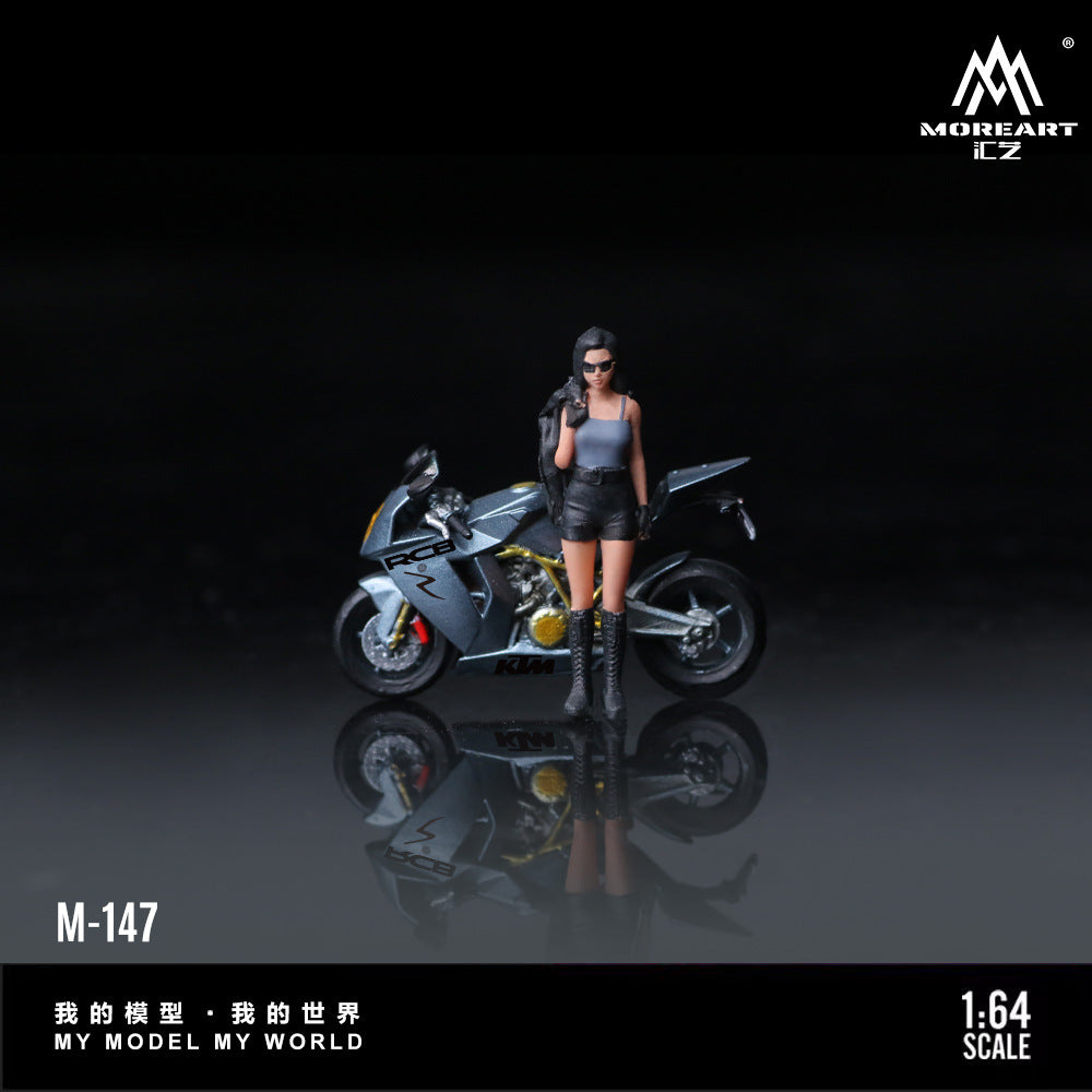 MoreArt1:64  KTM1190灰色靚女摩托人偶仿真樹脂模型-GOODTOYSTUDIO