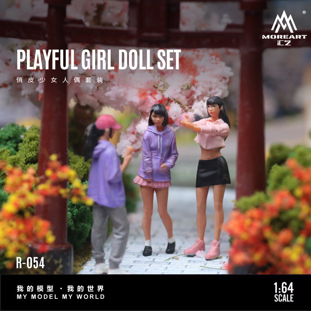 MoreArt1:64  俏皮少女人偶套裝仿真樹脂模型