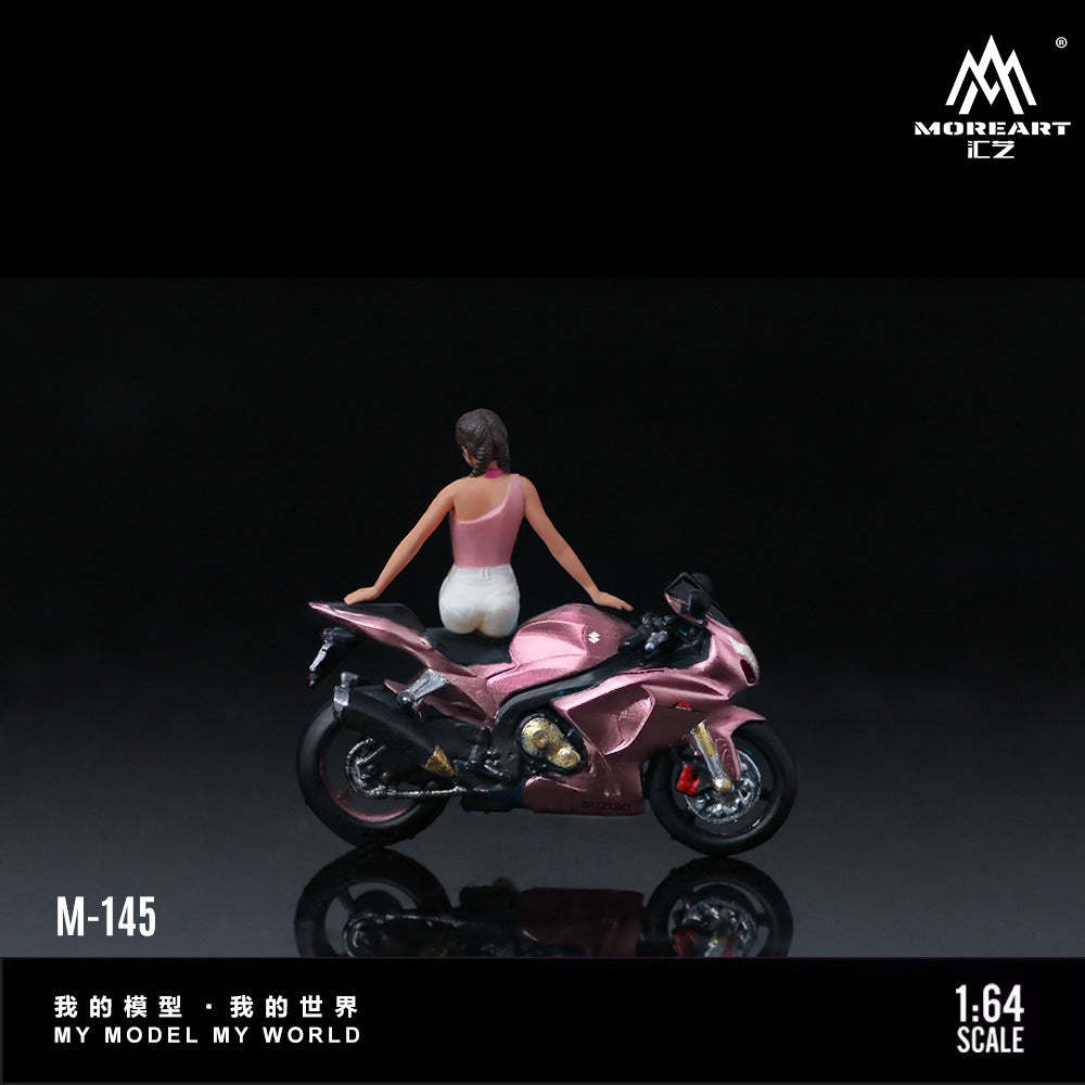 MoreArt1:64  鈴木蜜桃粉摩托女郎仿真樹脂模型-GOODTOYSTUDIO