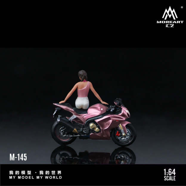 MoreArt1:64  鈴木蜜桃粉摩托女郎仿真樹脂模型-GOODTOYSTUDIO