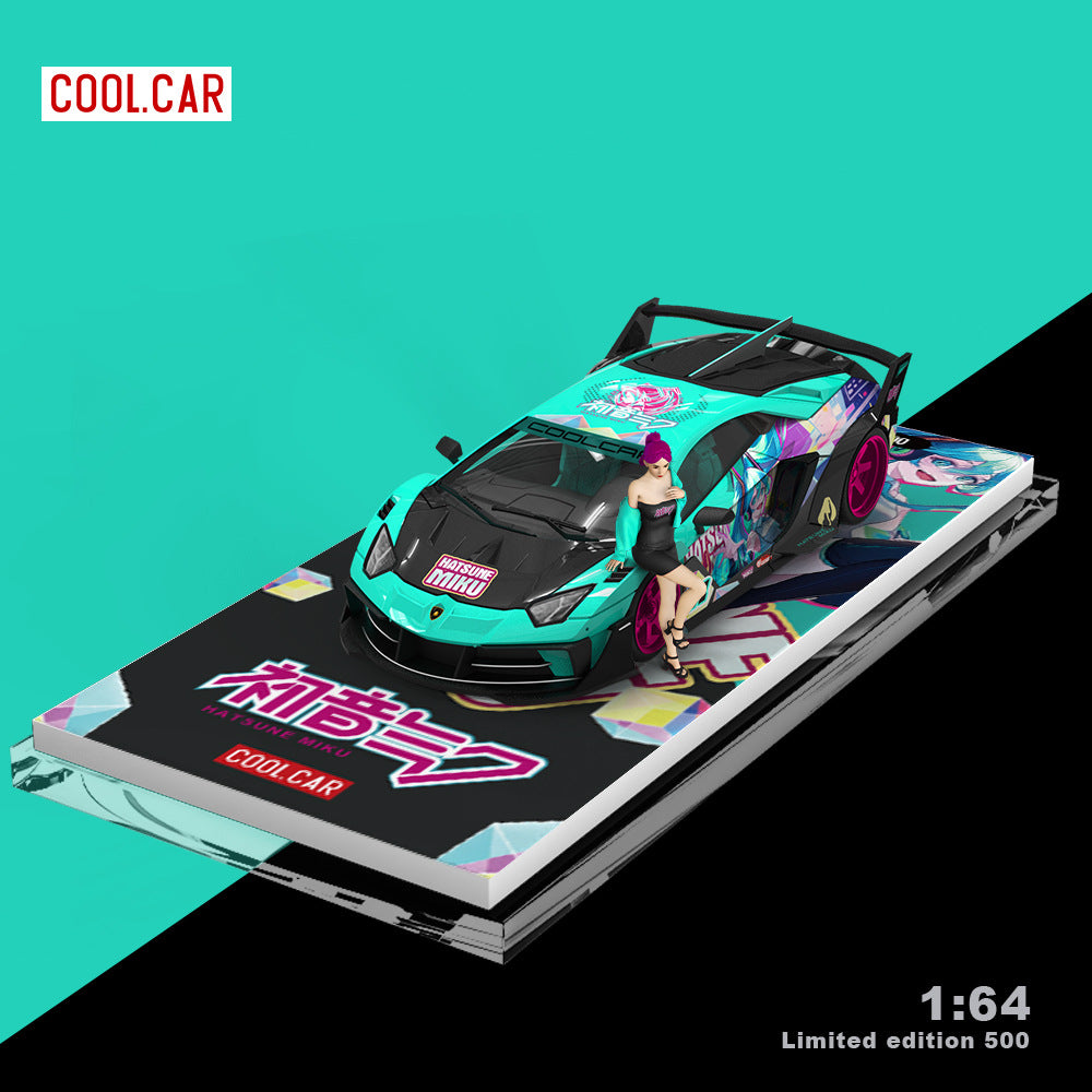 Cool Car 1:64 蘭博GTEVO 初音塗裝仿真合金汽車模型-GOODTOYSTUDIO