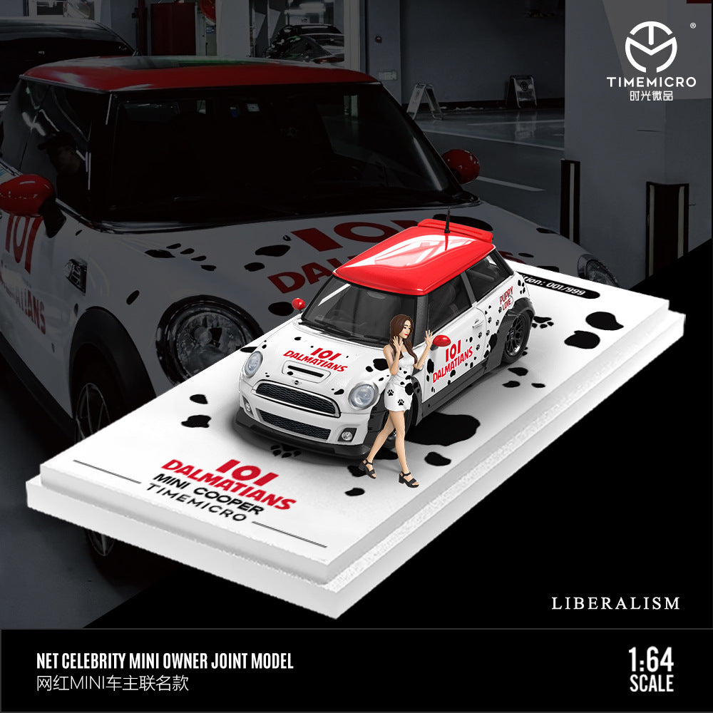 TM&網紅車主聯名款 1:64 寶馬MINI 斑點狗 仿真合金汽車模型