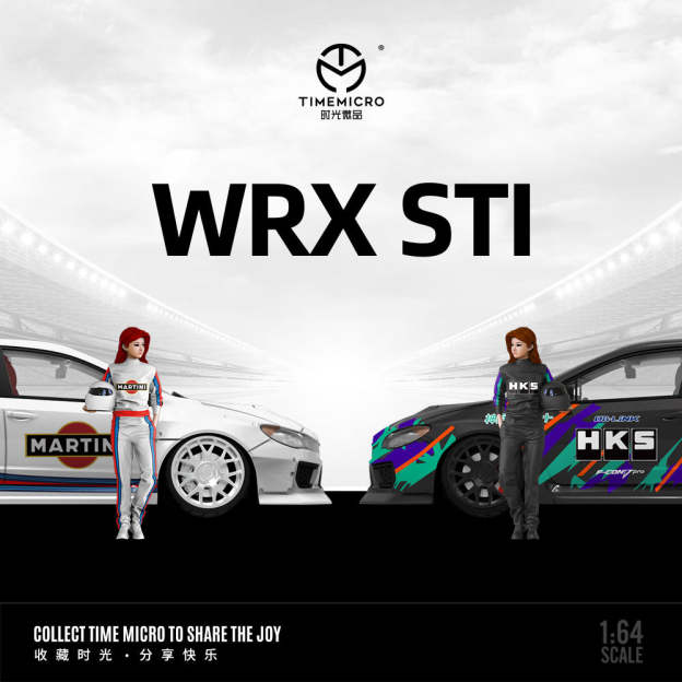 時光1:64 斯巴魯翼豹WRX-STI  HKS和馬天尼仿真合金汽車模型-GOODTOYSTUDIO