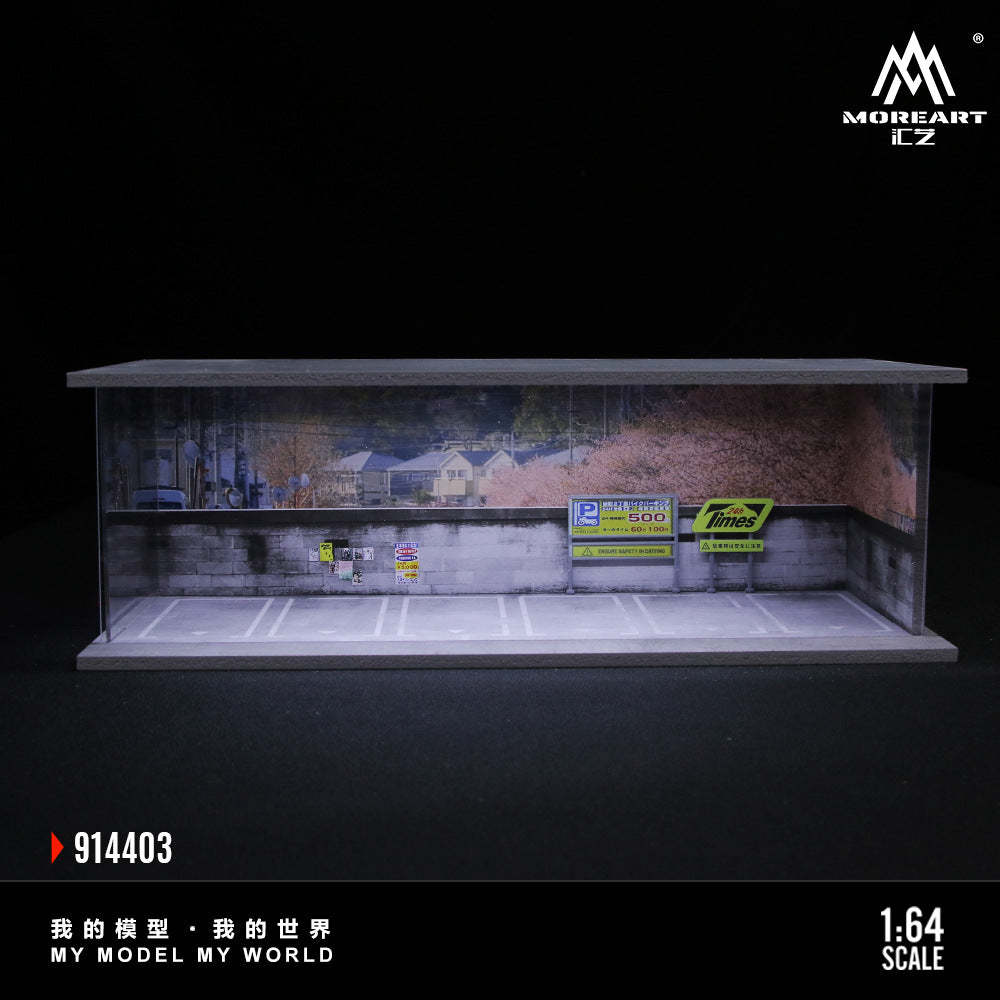 MoreArt1:64美式加油站 倉庫 櫻花停車場燈光版場景模型-GOODTOYSTUDIO