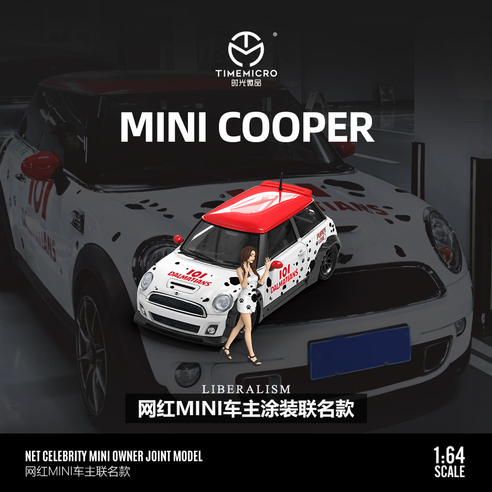 TM&網紅車主聯名款 1:64 寶馬MINI 斑點狗 仿真合金汽車模型