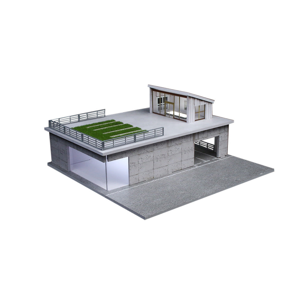 匯藝MoreArt1:64 陽光房燈光版場景仿真模型 停車位擺件-GOODTOYSTUDIO