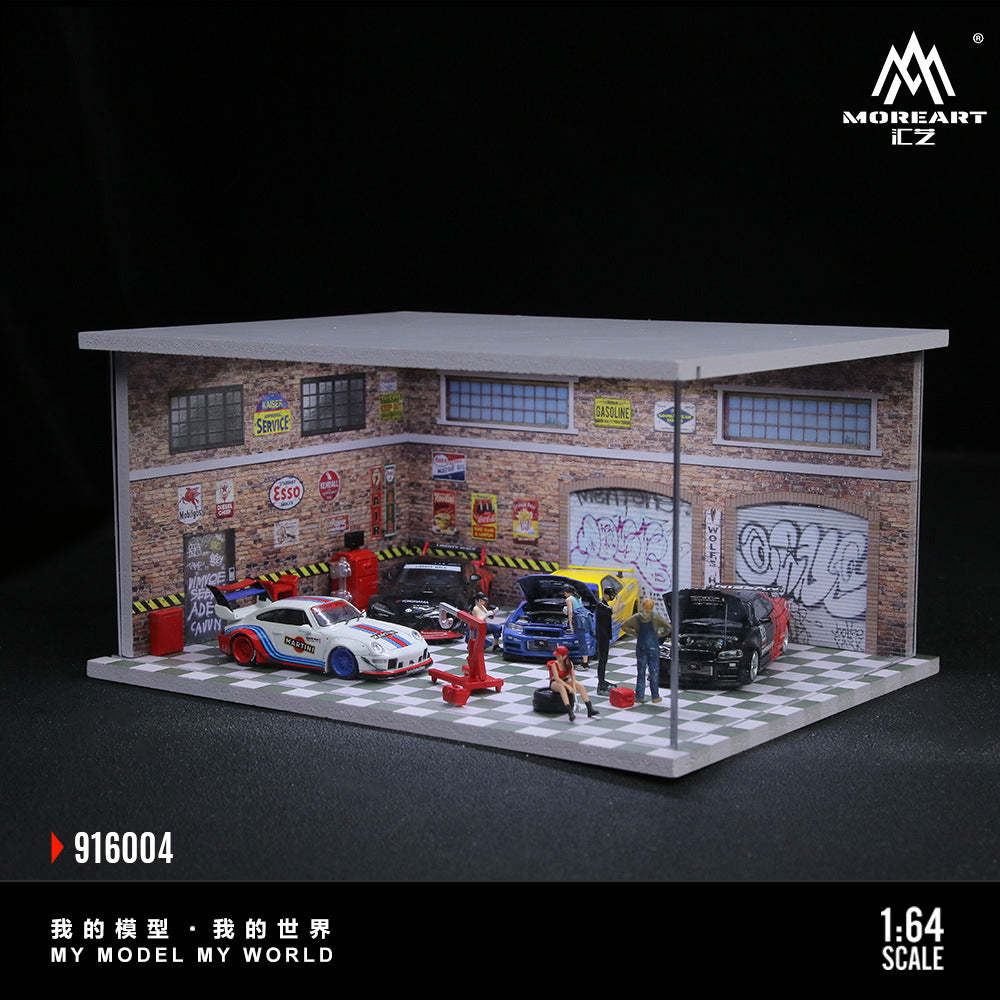 MoreArt1:64 新系列 汽車修理廠 燈光版場景模型-GOODTOYSTUDIO
