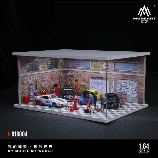 MoreArt1:64 新系列 汽車修理廠 燈光版場景模型-GOODTOYSTUDIO