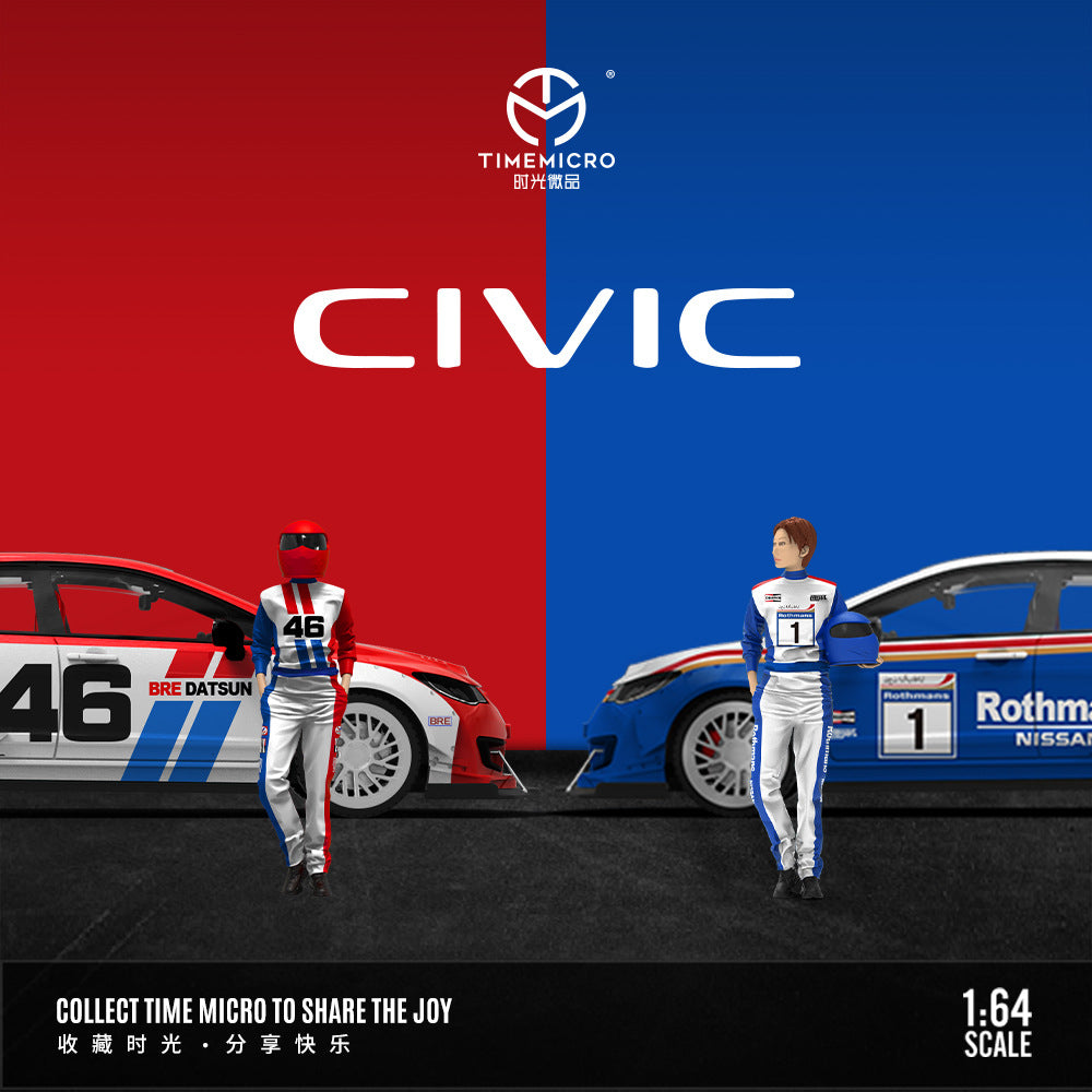 時光TimeMicro1:64 本田思域爆改達特桑和樂富門仿真合金汽車模型-GOODTOYSTUDIO