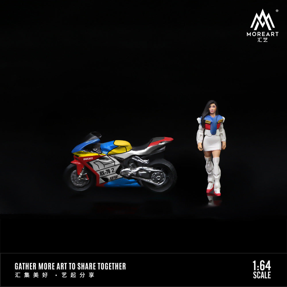MoreArt1:64  杜卡迪機甲摩托車女人偶套裝樹脂模型