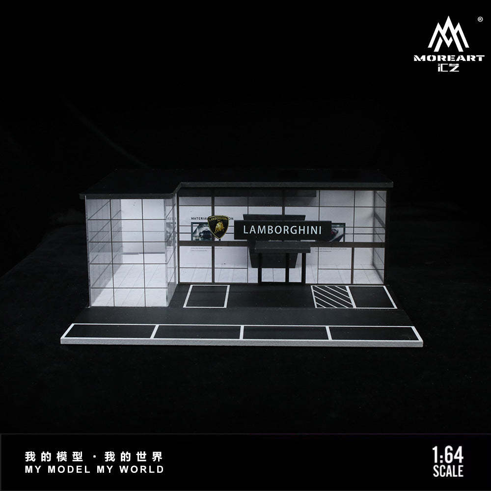 MoreArt1:64  雙層拼裝展廳蘭博 燈光場景模型-GOODTOYSTUDIO