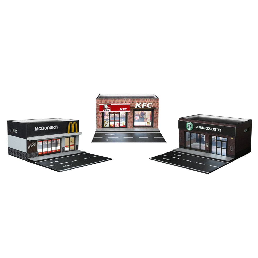 MoreArt1:64 餐飲門店燈光版一體場景模型擺件-GOODTOYSTUDIO