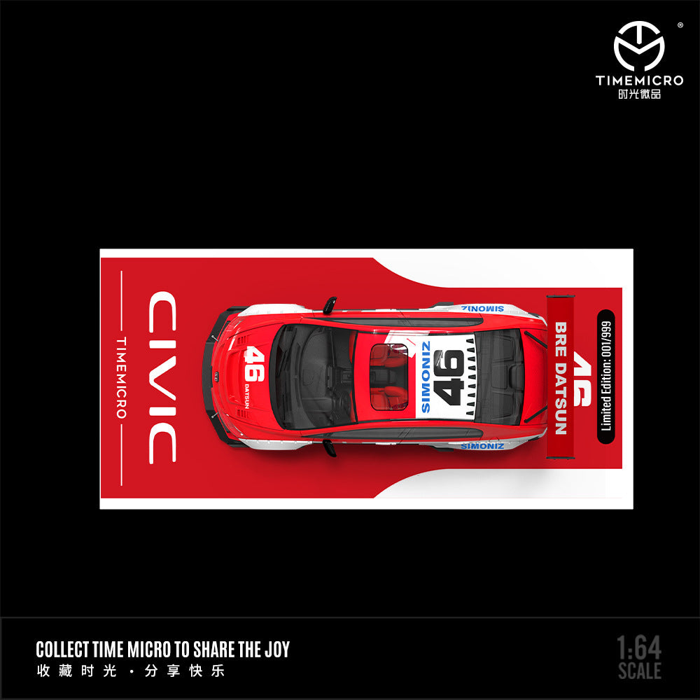 時光TimeMicro1:64 本田思域爆改達特桑和樂富門仿真合金汽車模型-GOODTOYSTUDIO