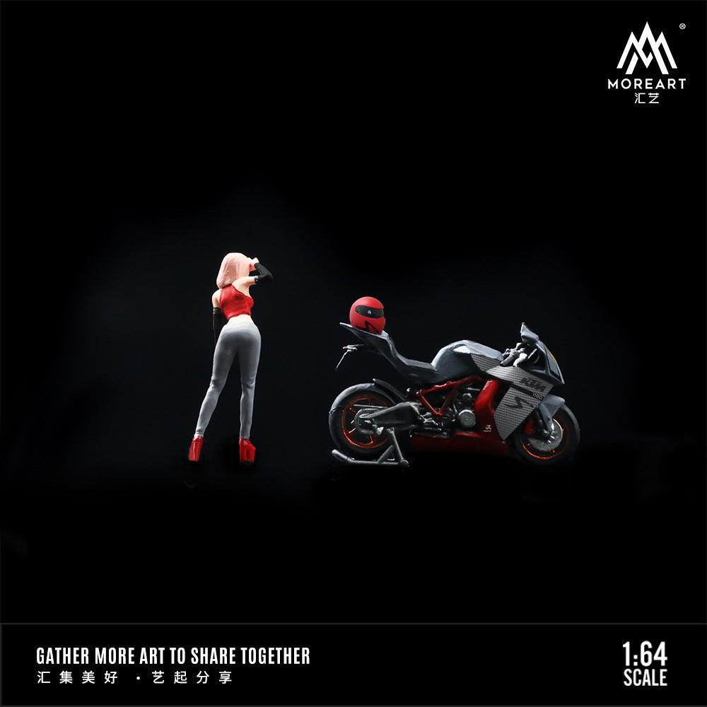 MoreArt1:64 時尚美女摩托車套裝樹脂模型收藏擺件微縮小人-GOODTOYSTUDIO
