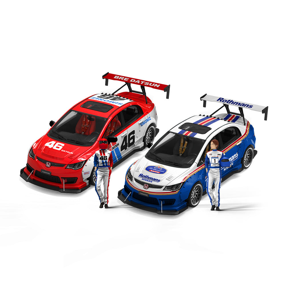 時光TimeMicro1:64 本田思域爆改達特桑和樂富門仿真合金汽車模型-GOODTOYSTUDIO