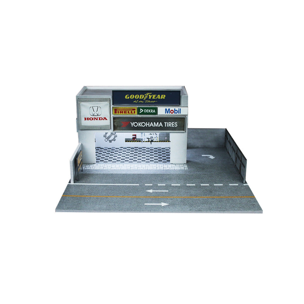 MoreArt1:64 汽車改裝店房體燈光版場景模型 車模停車場-GOODTOYSTUDIO