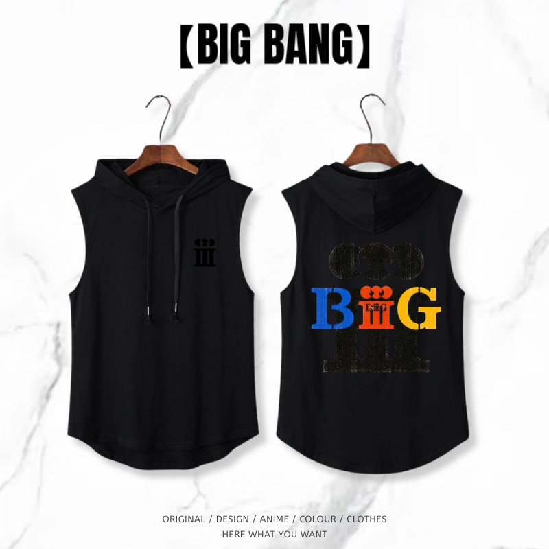 BIGBANG 20週年無袖連帽背心｜潮流休閒帽T背心・街頭風上衣