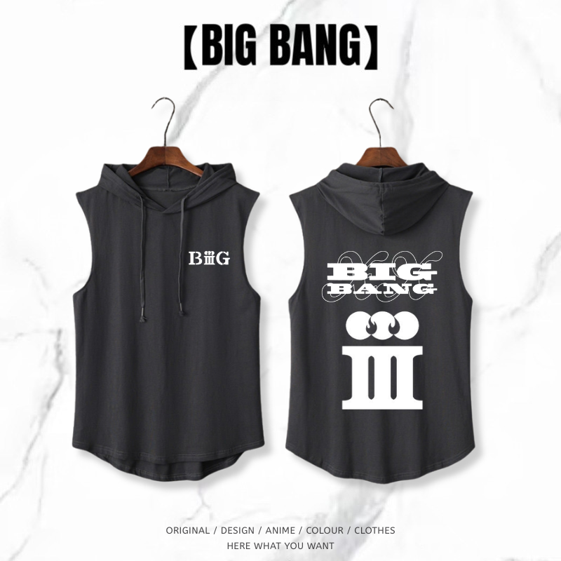 BIGBANG 20週年無袖連帽背心｜潮流休閒帽T背心・街頭風上衣