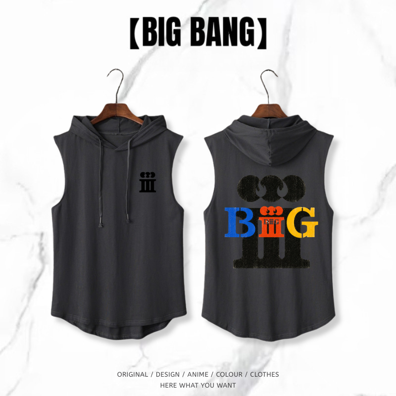 BIGBANG 20週年無袖連帽背心｜潮流休閒帽T背心・街頭風上衣
