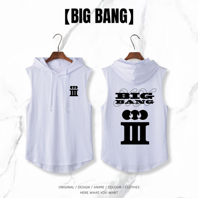 BIGBANG 20週年無袖連帽背心｜潮流休閒帽T背心・街頭風上衣